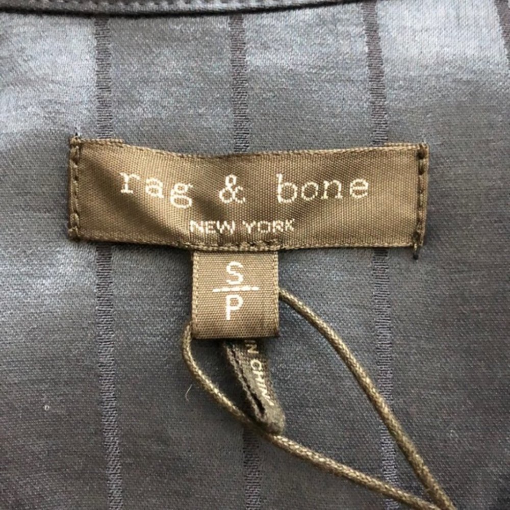 Rag & Bone Navy Satin Stripe Button Front Shirt - Picture 6 of 9